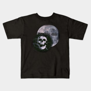 Halloween, aesthetics, skull, devil, ghost, spooky, creepy, skeleton, moon, marble, butterfly, retro, vintage, gothic, horror, dark side Kids T-Shirt